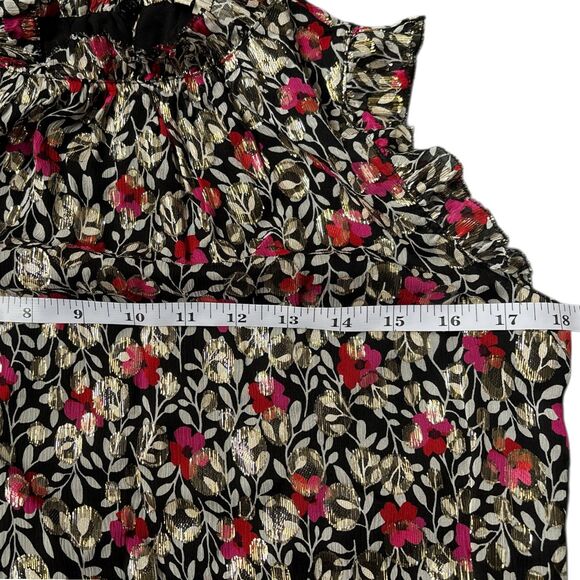 Kate Spade Floral Park Clip Dot Top Medium Metallic Ruffle Silk Romantic Red New - Picture 4 of 7